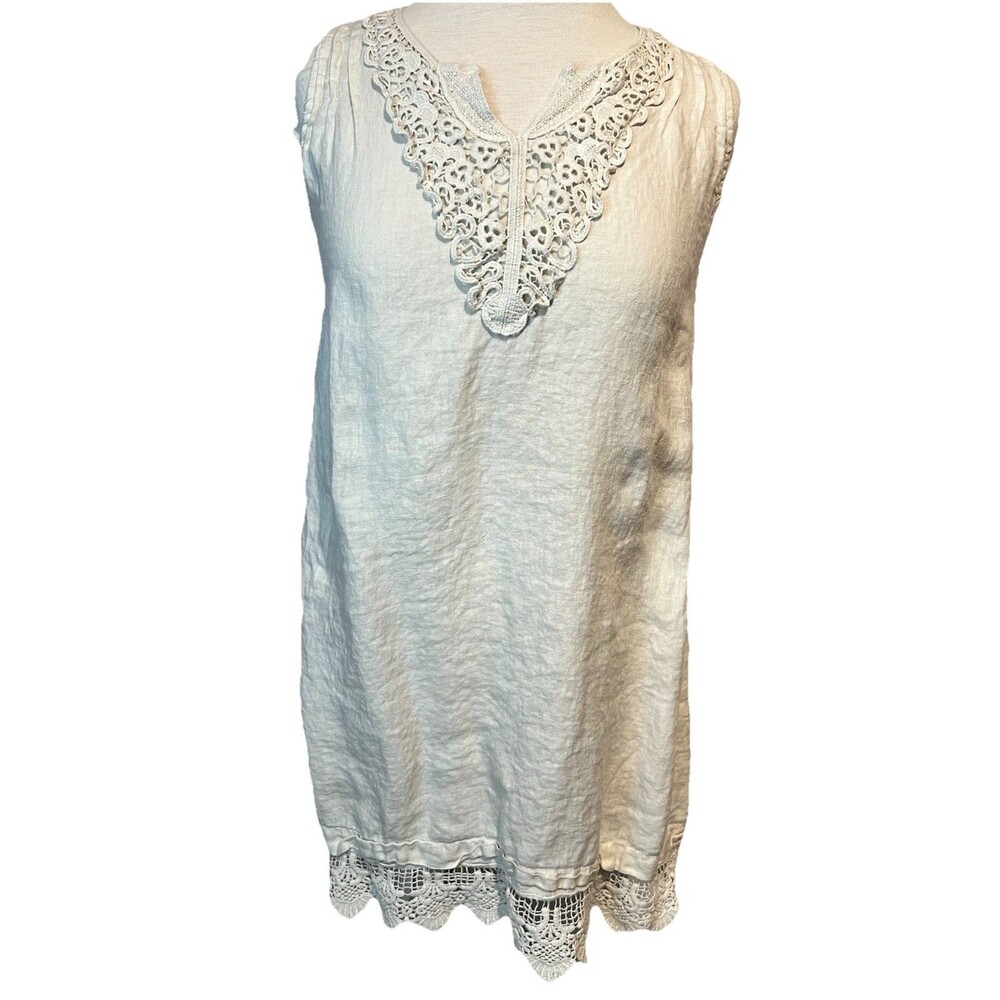 Carla Conti Made in Italy Oatmeal Linen Sleeveless Dress Size XS Women’s